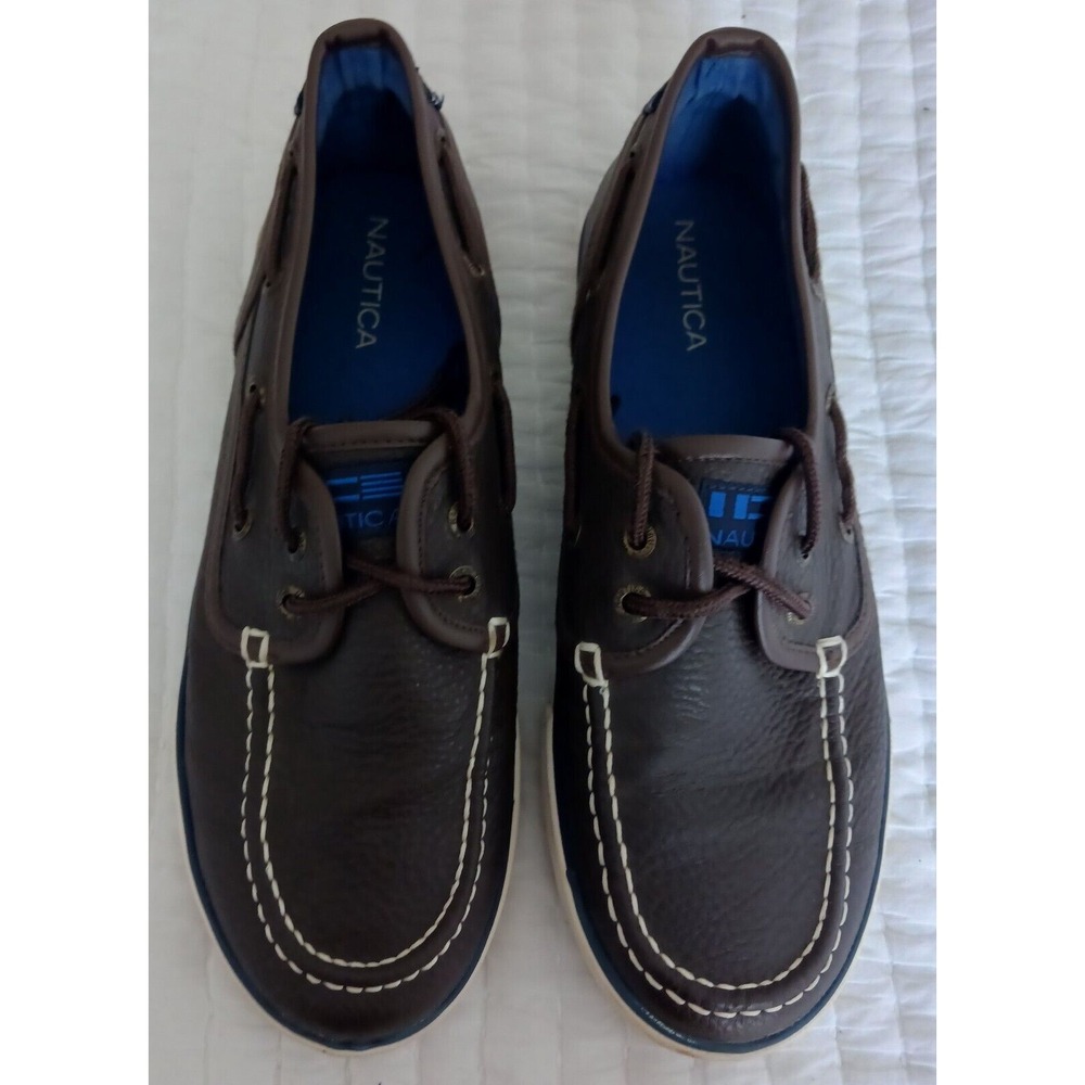 Nautica Boys Youth Spinnaker Boat Shoes Size‎ US 5 Lace Up Brown In EUC